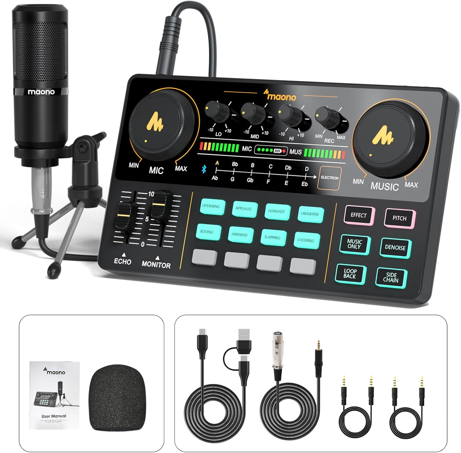 Maonocaster Lite AU-AM200S1 Starter Bundle Portable All-In-One Podcast Production S Maonocaster Lite AU-AM200S1 Starter Bundle Portable All-In-One Podcast Production S
